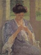 Mary Cassatt lady is sewing in front of the window Spain oil painting artist